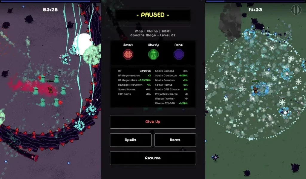 Различные методы борьбы с врагами в игре Mages Survival
