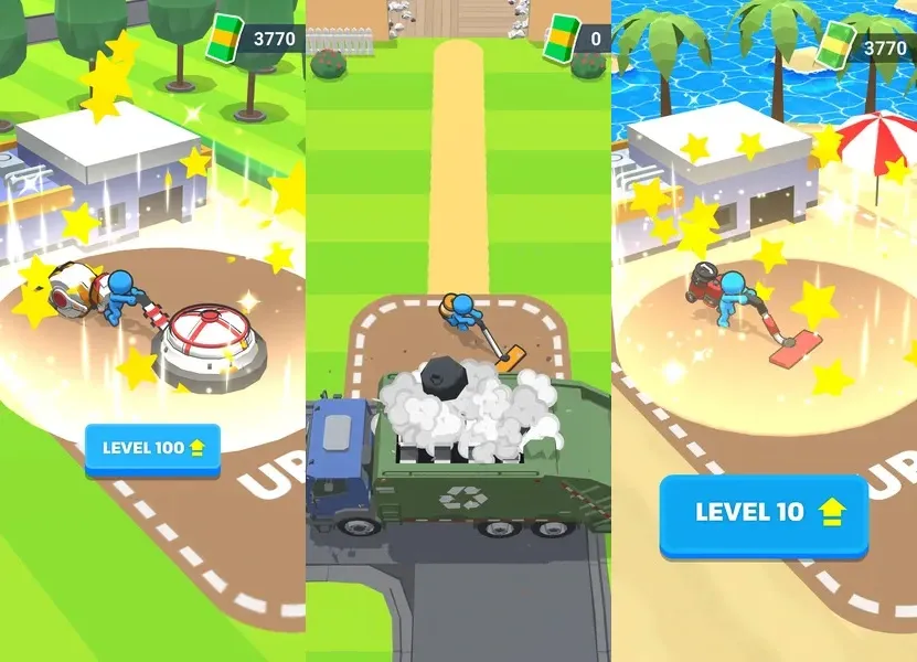 Проходите уровни и сталкивайтесь с новыми проблемами в игре Hoarding and Cleaning