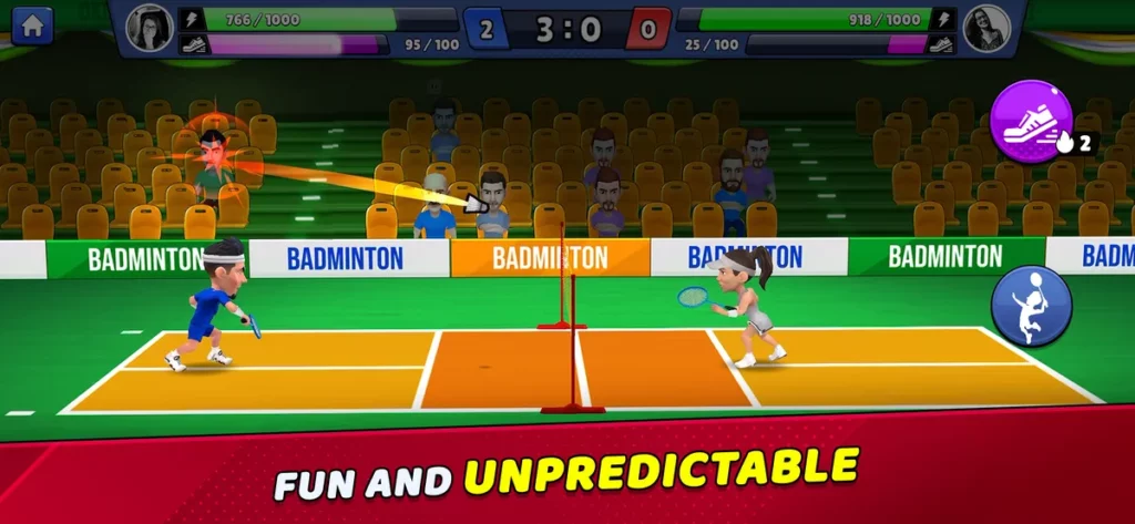 3D-графика производит сильное впечатление в игре Badminton Clash 3D