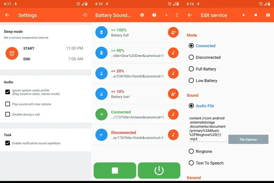 Battery Sound Notification — настраивайте звуковые уведомления в зависимости от состояния батареи
