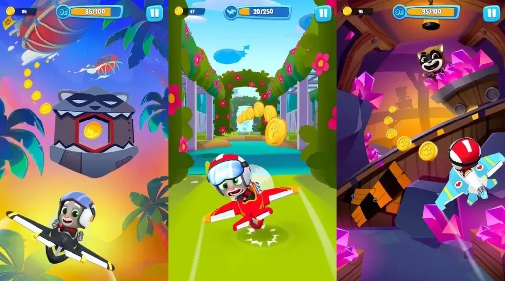 Про геймплей в игре Talking Tom Sky Run