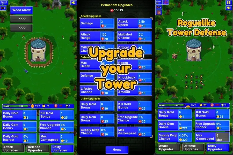 Lone Tower Roguelite Defense - исследуйте новые улучшения