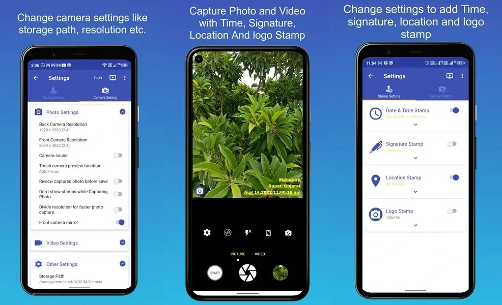 PhotoStamp Camera - темная тема