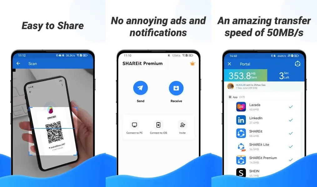 Удобный интерфейс в приложении SHAREit Premium