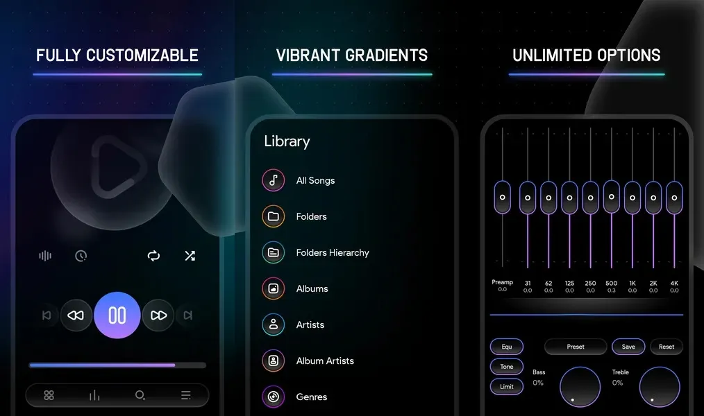 Melodi – приложение, поддерживающее улучшения интерфейса для Poweramp v3