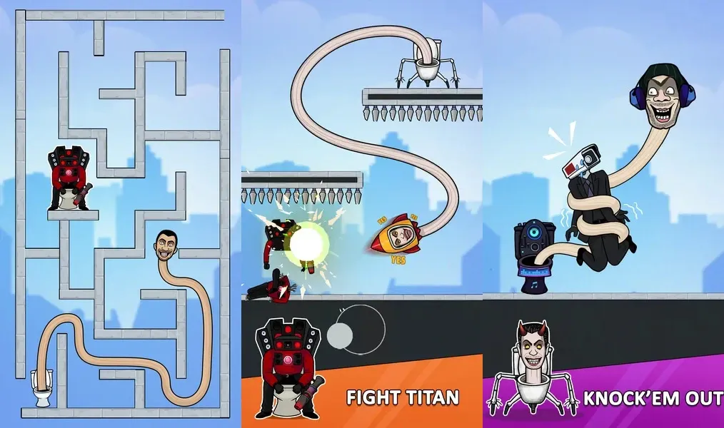 Toilet Monster: Move Survival – казуальная игра, предлагающая интересные действия туалетных персонажей