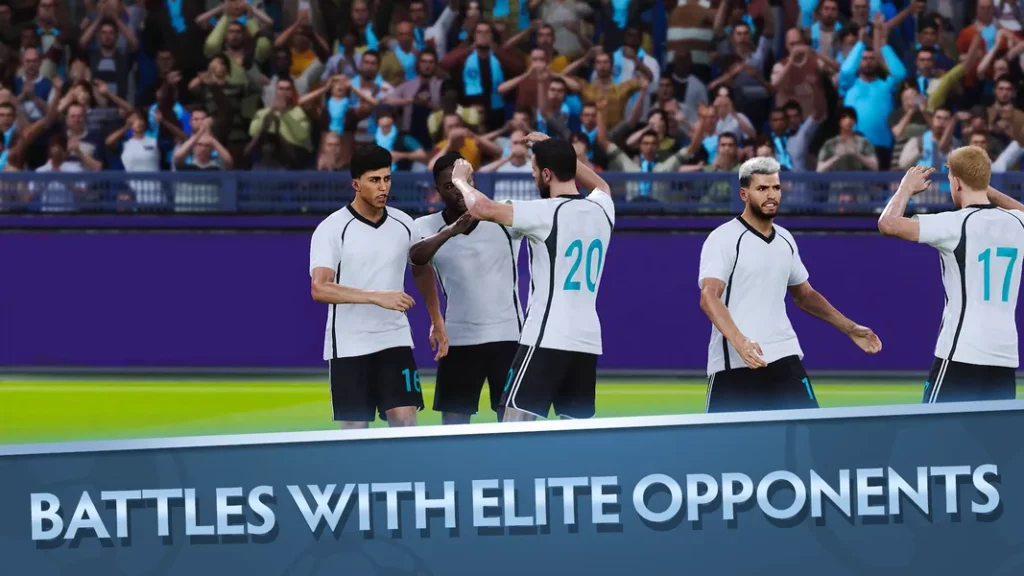 Графика реалистично воспроизводит футбольные матчи в игре KICK 24: Pro Football Manager