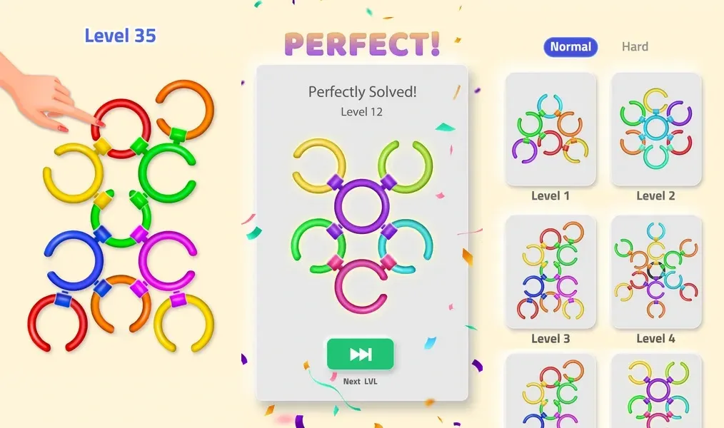 Яркая 2D-графика в игре Rotate the Rings