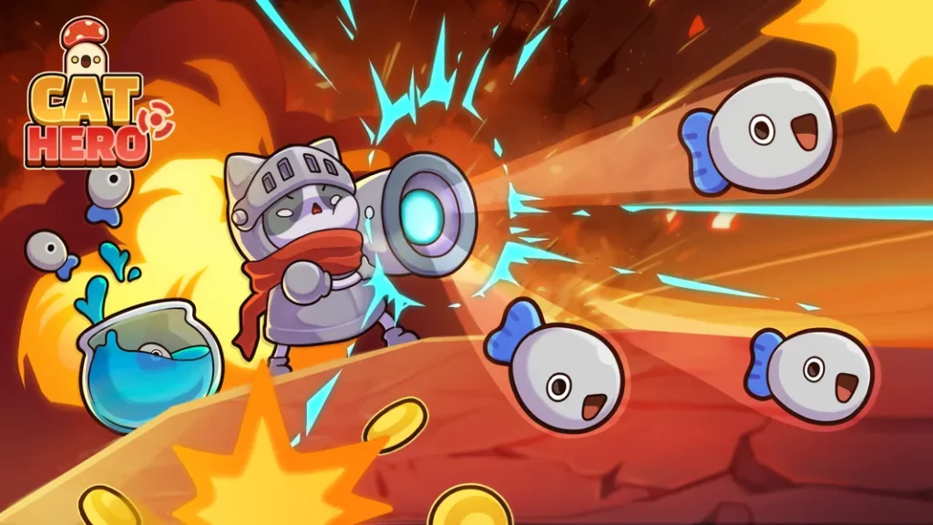 Простая, красочная 2D-графика в игре Cat Hero
