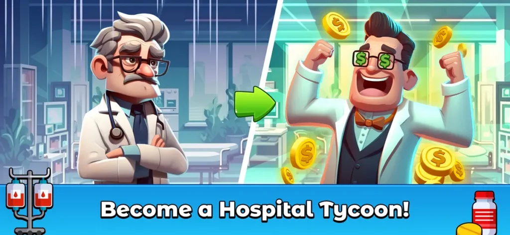Hospital Empire – игра-симулятор, в которой вы сможете построить больницу и управлять ею