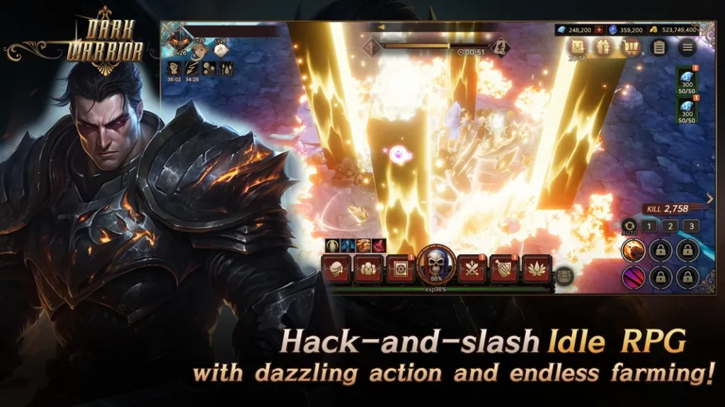 Привлекательная графика и звук в игре Dark Warrior Idle