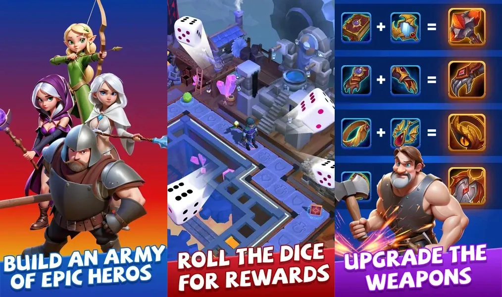 Исследуйте новые локации на каждом этапе в игре Dice Hero