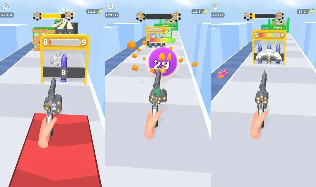 Простая, красочная графика в игре Revolver Rush