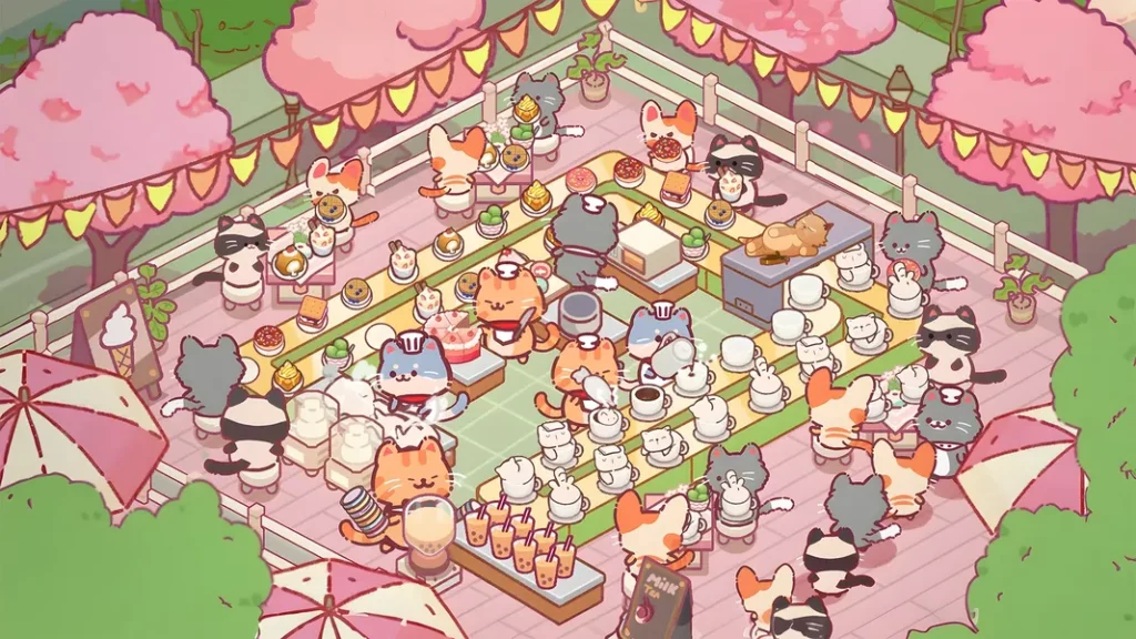 Взаимодействуйте с персонажами-питомцами в игре Cat Restaurant