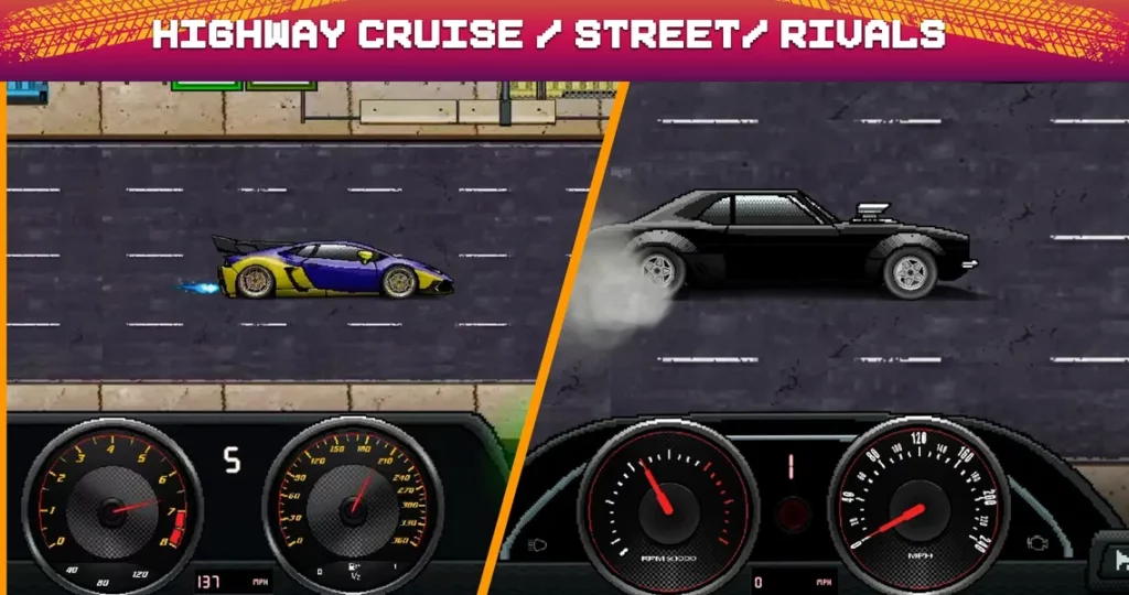 Характерная 2D-пиксельная графика в игре Pixel X Racer