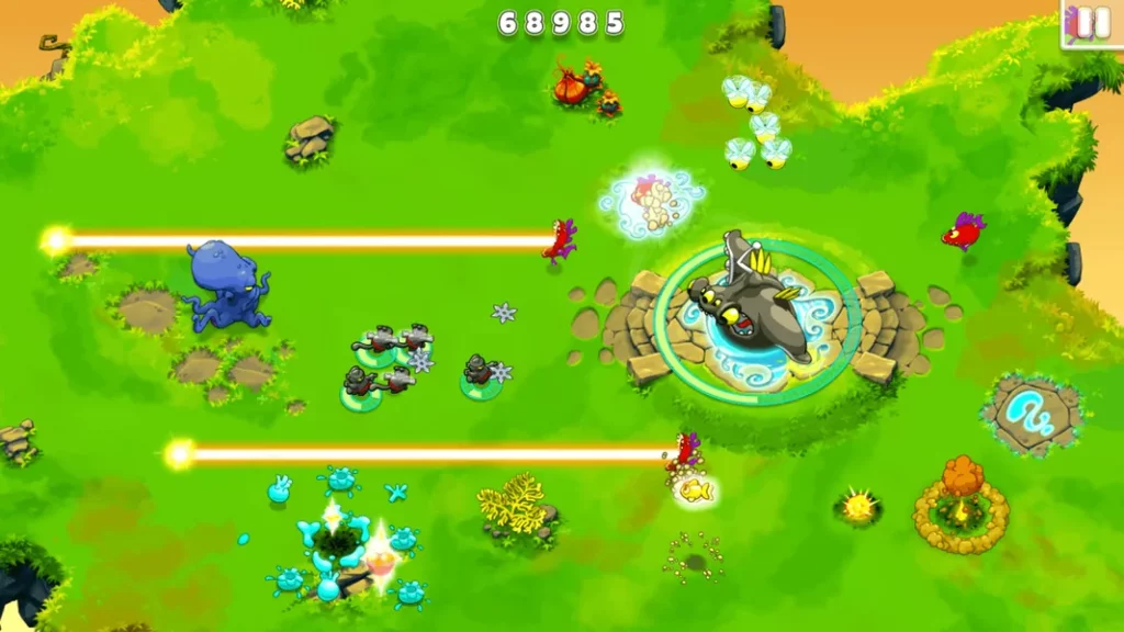 Много врагов, а также много сокровищ в игре Ninja Hero Cats Premium