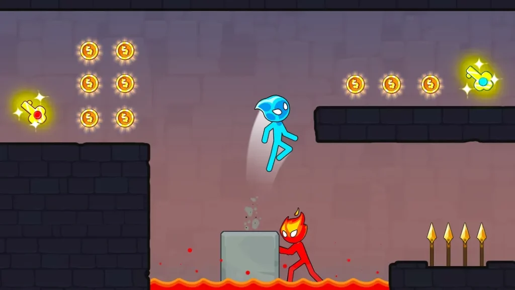 Сюжет в игре Stickman Red boy and Blue girl