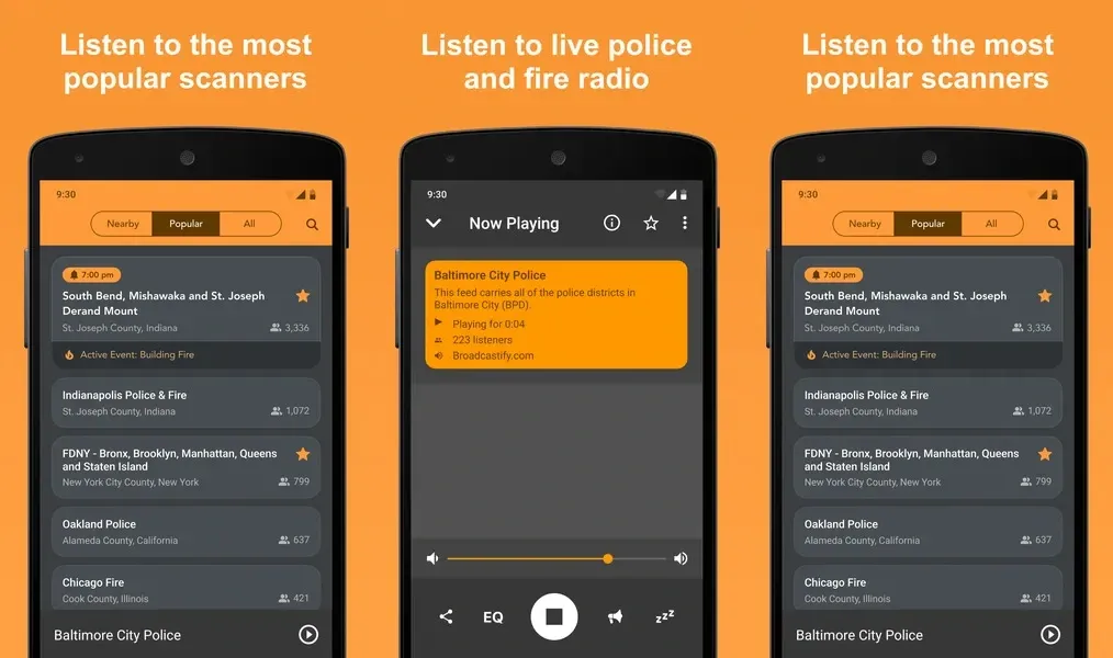 Scanner Radio - слушайте радиостанции в фоновом режиме